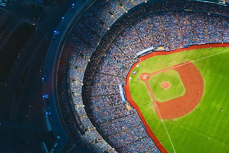 Fenway Park Aerial View, illuminated, sky dome, no people, shape