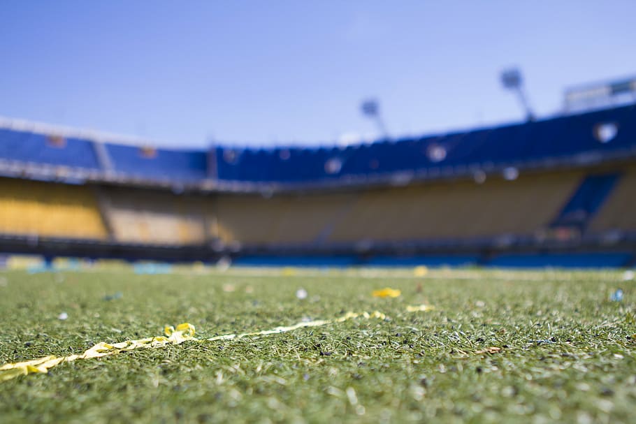 Football Stadium, blue, selective focus, sports, outdoors Free HD Wallpaper