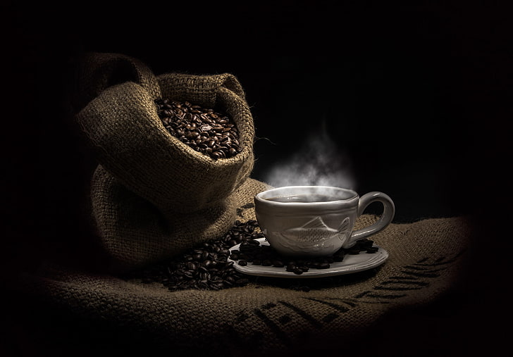 freshness, black background, coffee cup, textile Free HD Wallpaper