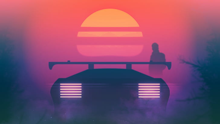Futuristic 80s Retro Themed, neon, by michael odysseus, synthwave, michael odysseusbsp Free HD Wallpaper