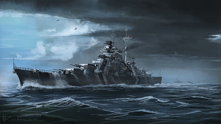 German Battleship Bismarck Underwater, water, environment, no people, mode of transportation