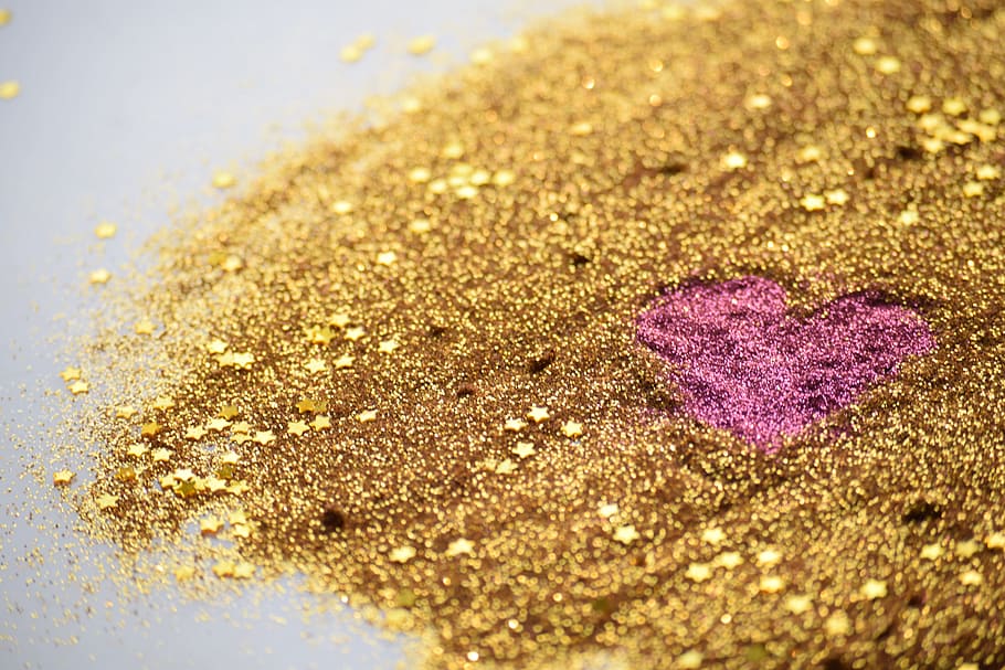 Glitter Macro Photography, heart shape, celebration, day, positive emotion Free HD Wallpaper