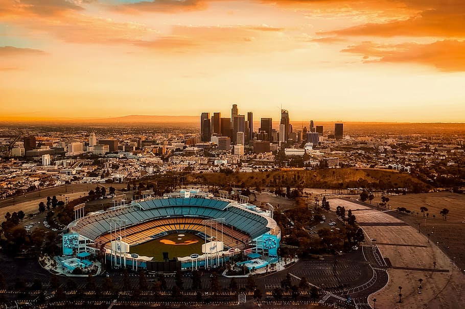 La California, city, dusk, cityscape, urban Free HD Wallpaper
