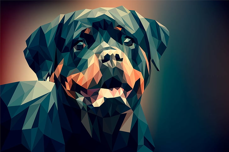 Low Poly Animal, digital art, polygon, facets, dog Free HD Wallpaper