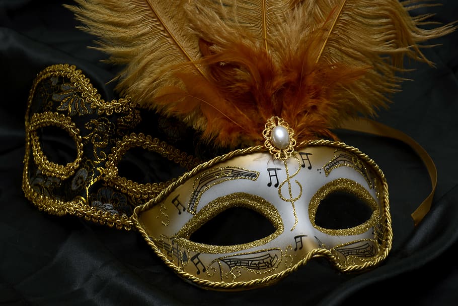 Masquerade Mask Designs, spooky, black, halloween, still life Free HD Wallpaper