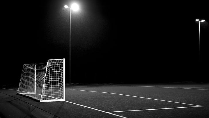 Mini Soccer Goals, sports, football field, night, light Free HD Wallpaper