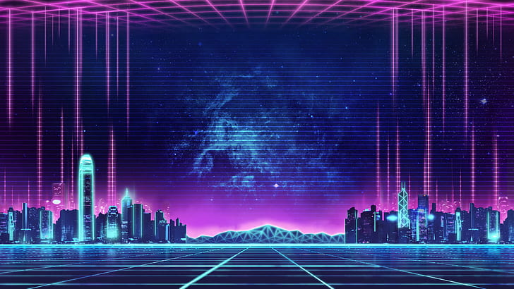 Minimalist City, outrun, the city, synth, neon
