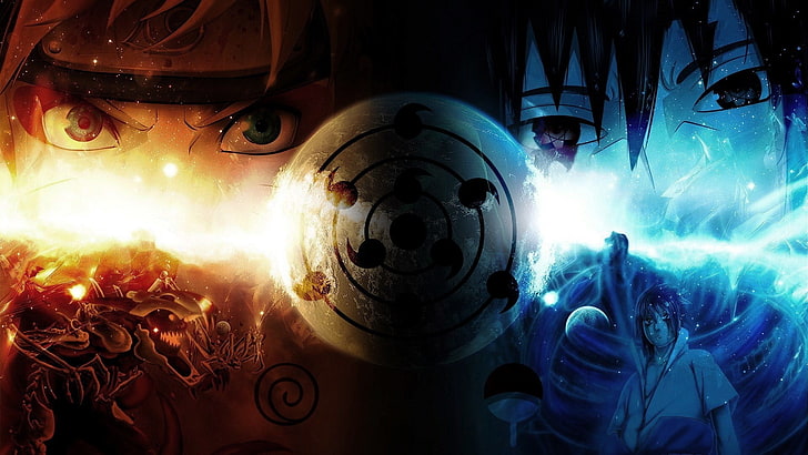 Naruto, glowing, uzumaki naruto, leisure activity, uchiha sasuke Free HD Wallpaper