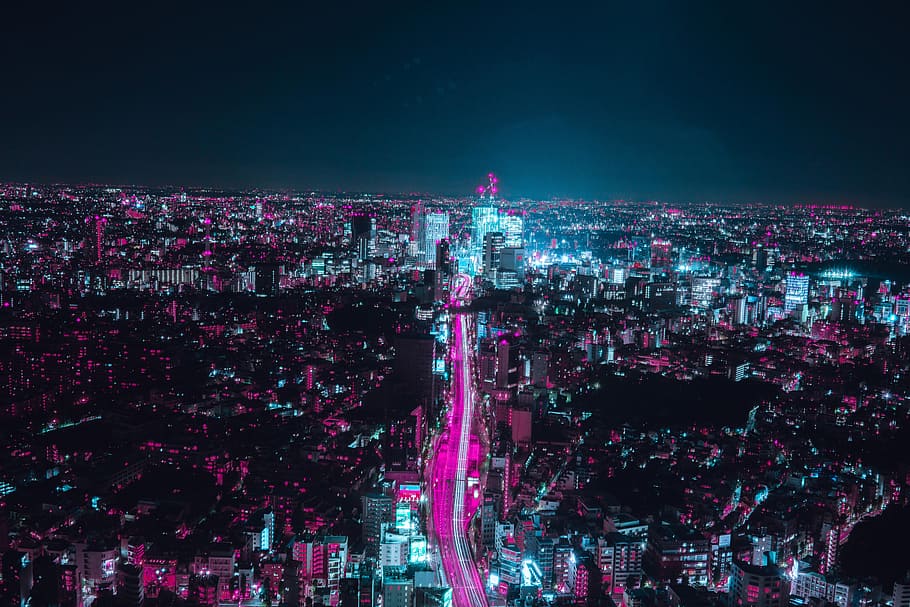 Neon 2560X1440, outdoors, lighting equipment, tokyo prefecture, business Free HD Wallpaper