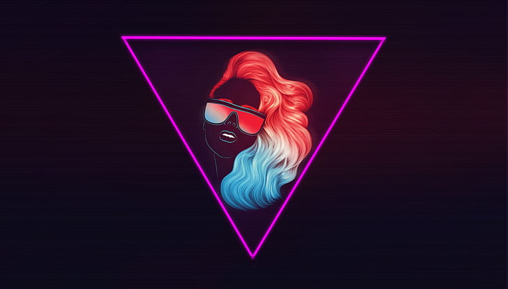 Neon Retro, girl, synthwave, madeinkipish, futuresynth Free HD Wallpaper