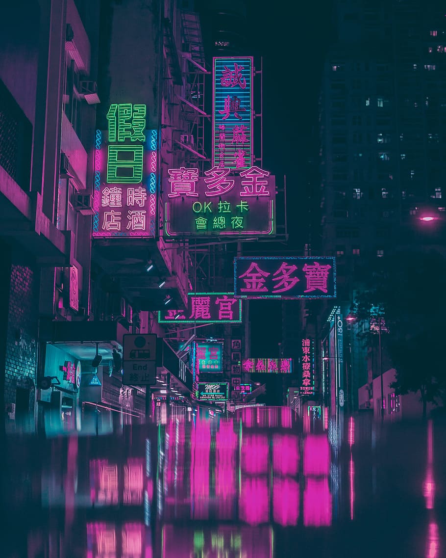Neon Vibe Aesthetic, built structure, asium, city, famous place Free HD Wallpaper