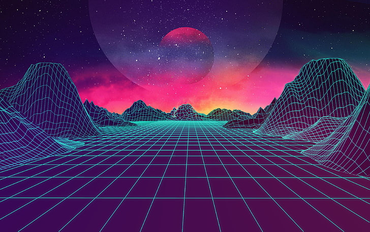New Retro Wave, star  space, synth pop, synthwave, sky Free HD Wallpaper
