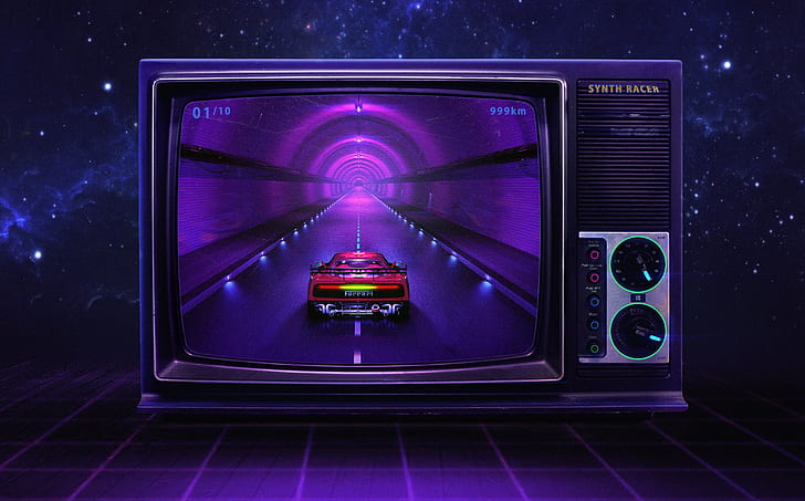 OutRun Synthwave, synth racer, music, style, retrowave Free HD Wallpaper