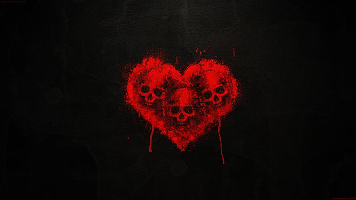 Pink Skull, heart, blood, simple, paint splatter Free HD Wallpaper