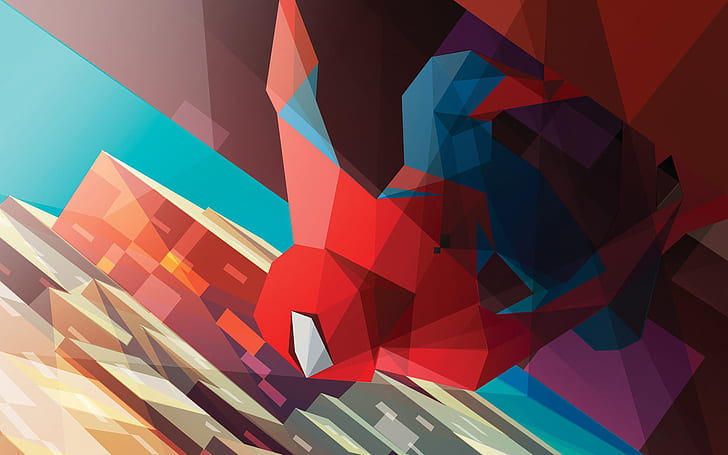 Polygon Superhero Art, marvel, spider, man, cartooncomic Free HD Wallpaper