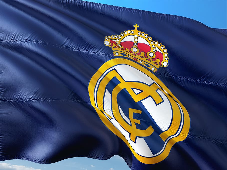 Real Madrid Sign, single object, helmet, blue, flag