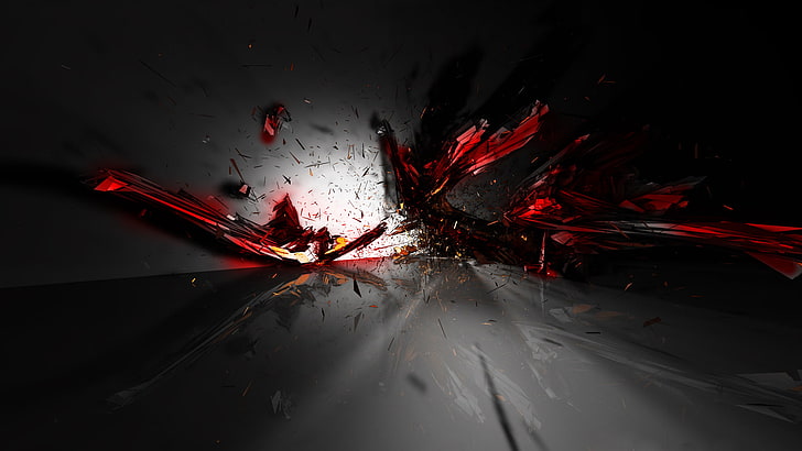 Red Black and White Art, dark, blood, black background, indoors