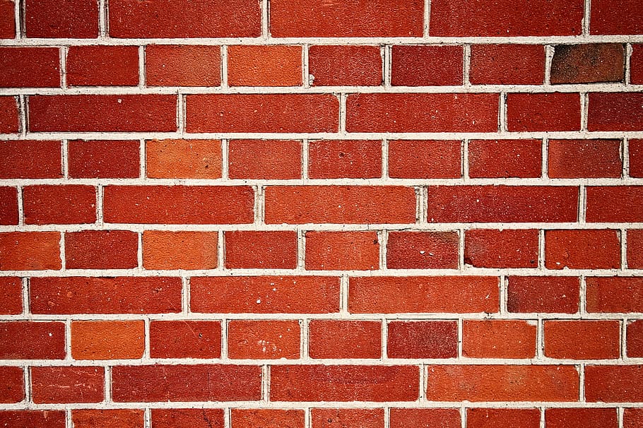 Red Brick Wall Tiles, texture, brick backdrop, white color, full frame Free HD Wallpaper