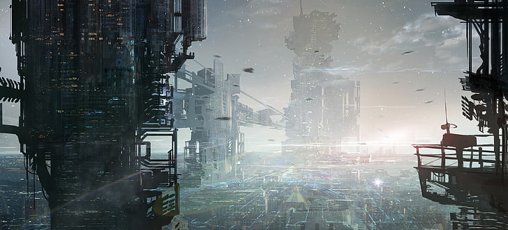 Science Fiction Futuristic Cities, futuristic, day, street, travel destinations Free HD Wallpaper