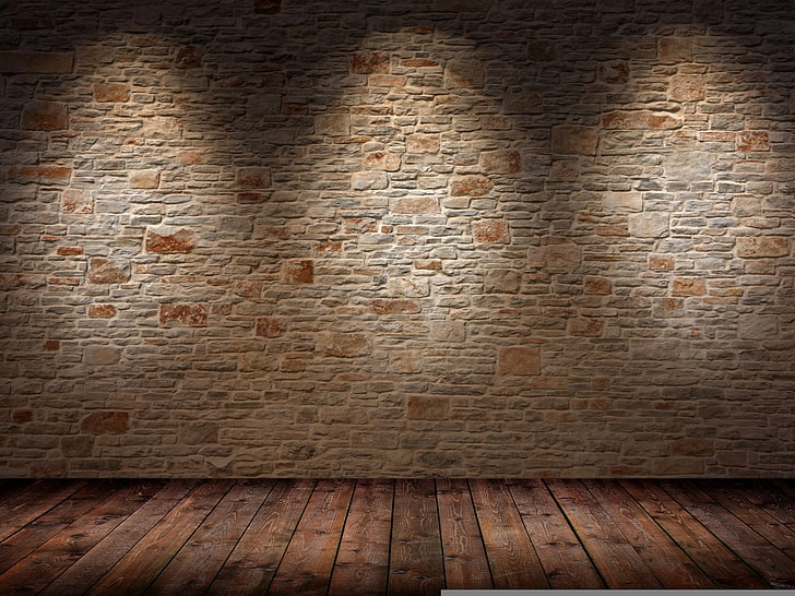 Studio Wood Floor Brick Wall, domestic room, red, weathered, obsolete