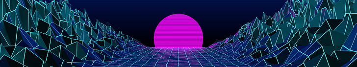 Synthwave Future, pattern, diminishing perspective, illuminated, pink color Free HD Wallpaper