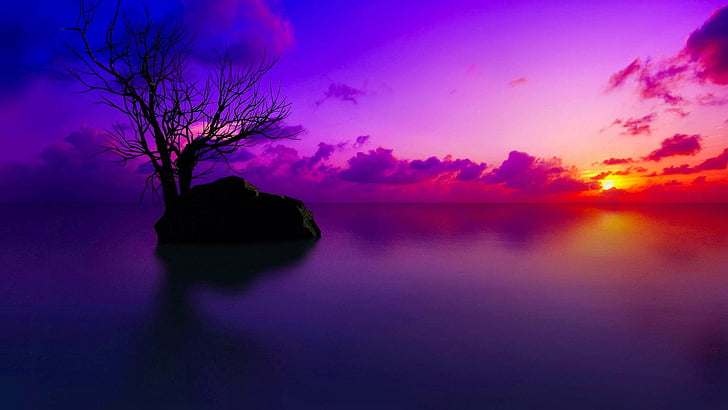 The Purple Moon, sunlight, cloudy, weather, sunrise Free HD Wallpaper