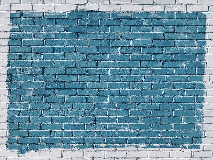 Turquoise Brick Wall, building exterior, textured, white, shape Free HD Wallpaper