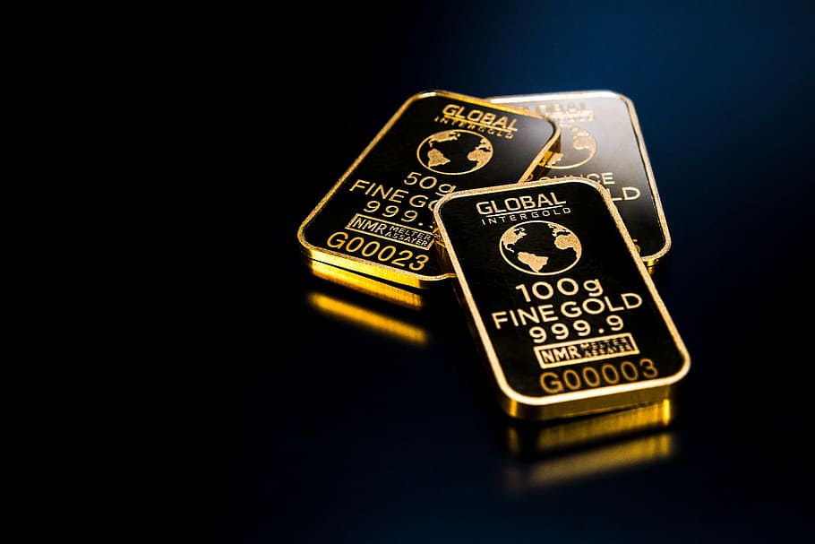 US Gold Bars, shiny, financial money, studio shot, indoors Free HD Wallpaper