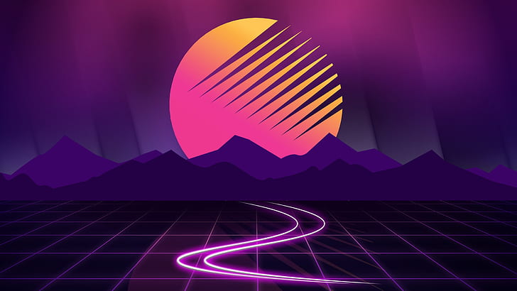 Vaporwave Live, star, mountains, the sun, synth Free HD Wallpaper