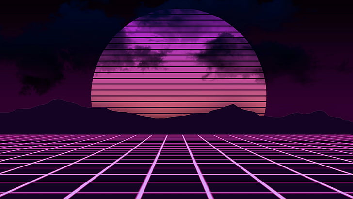 Vaporwave Painting, landscape, neon art, 1980s, neon Free HD Wallpaper