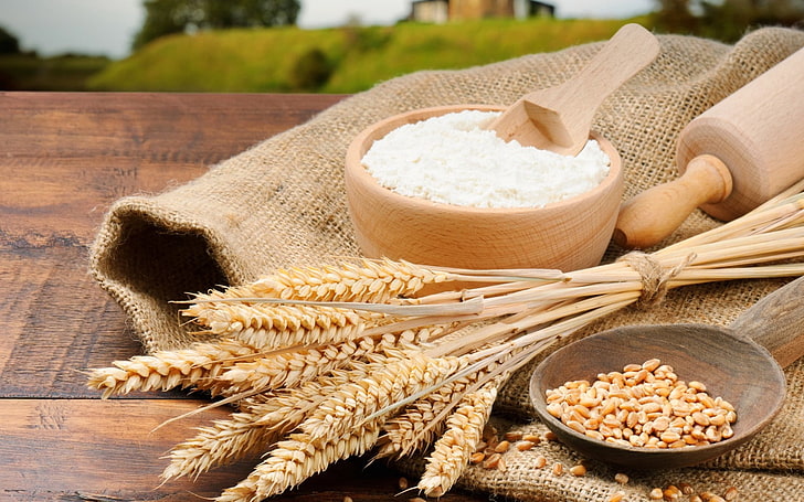 Wheat Protein, food, cooking, wood  material, meal Free HD Wallpaper