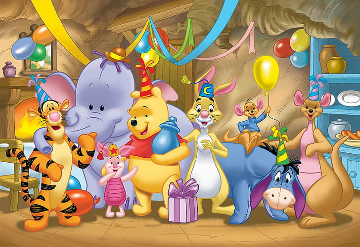 Winnie the Pooh Saying Happy Birthday, pooh, winnie, winnie pooh, cartoon Free HD Wallpaper