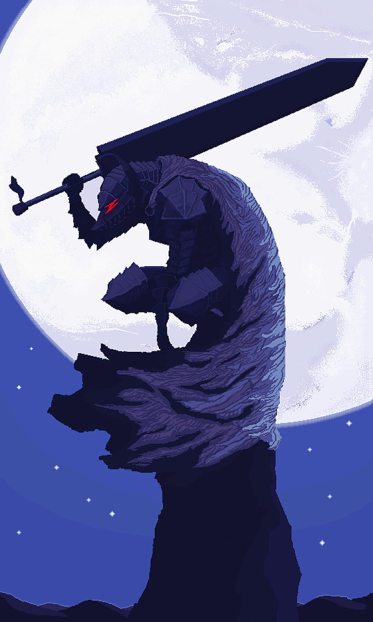 2560X1440 Anime, black swordsman, berserk armor, moonlight, vertical Free HD Wallpaper