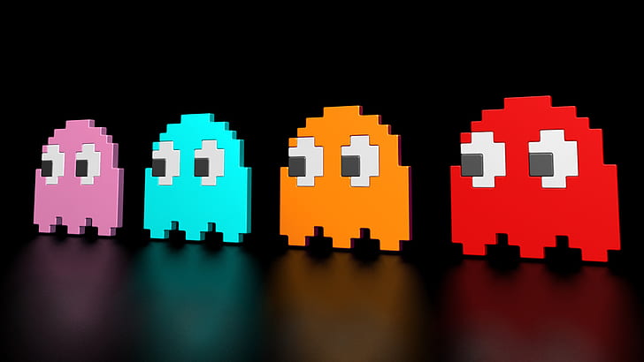 4 Pacman Ghosts, bit, pacman, video, ghost,