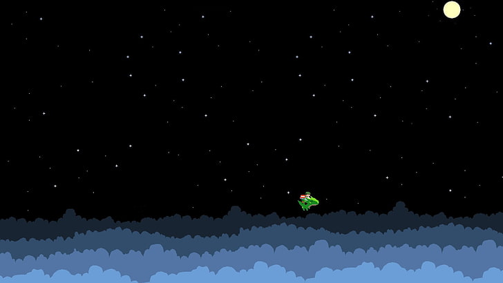 8-Bit Pixel Art, low angle view, dragon, stars, cloud  sky Free HD Wallpaper