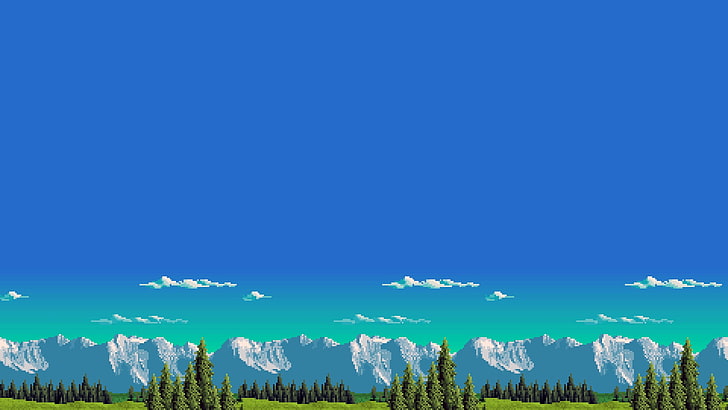 8-Bit Pixel Art, mountain, landscape, beauty in nature, nature Free HD Wallpaper