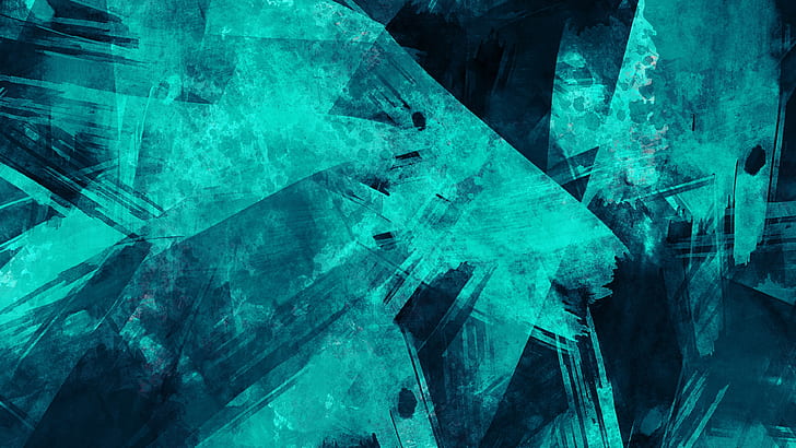 Abstract Paint Splatter, grunge, blue, turquoise, abstract Free HD Wallpaper