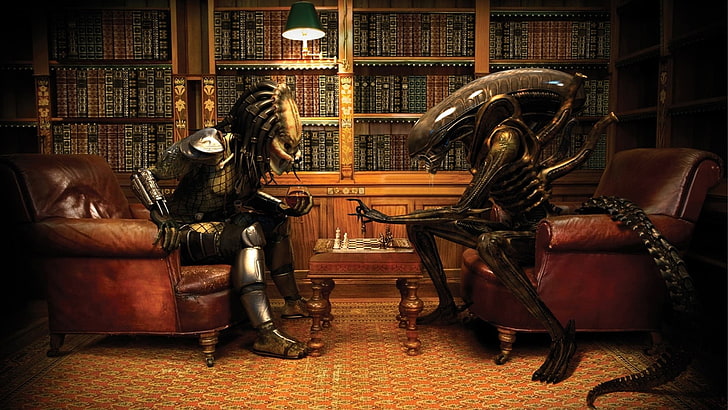 Alien vs Predator, furniture, representation, no people, sitting Free HD Wallpaper