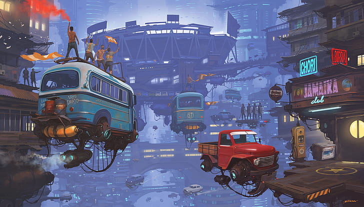 Atompunk City, futuristic, sci fi, steampunk, atompunk Free HD Wallpaper