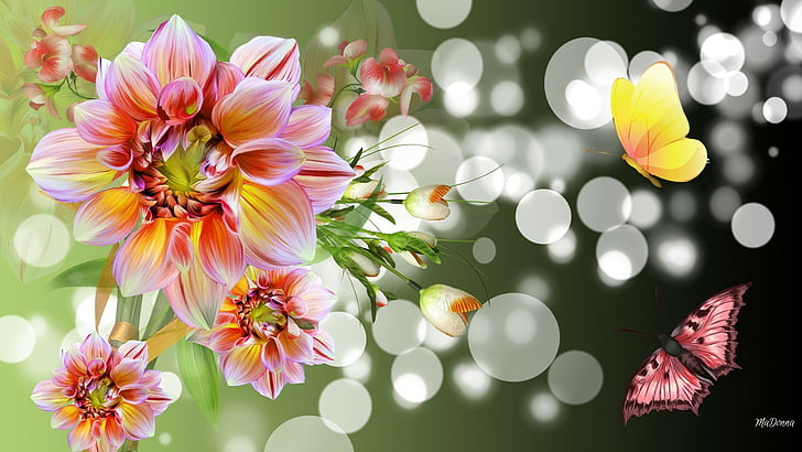 Basket Flower Arrangements, branch, drawing, pink, flora Free HD Wallpaper