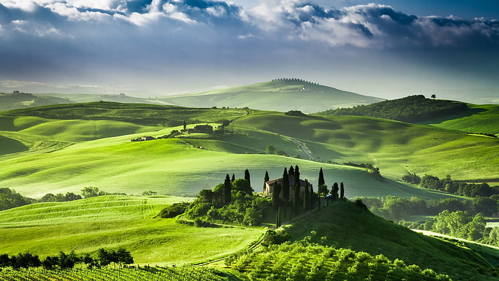 Beautiful Tuscany Italy, europe, pienza, house, rural scene Free HD Wallpaper