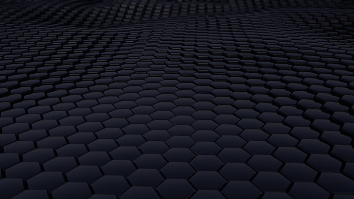 Black and White Wave, pattern, digitalartwork, honeycomb, black Free HD Wallpaper