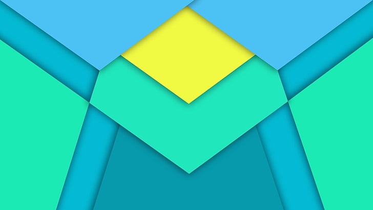 Blue and Yellow Design, green color, material style, no people, creativity Free HD Wallpaper
