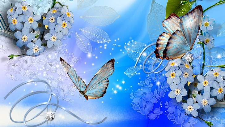 Butterfly, art, floral, nature, butterfly Free HD Wallpaper