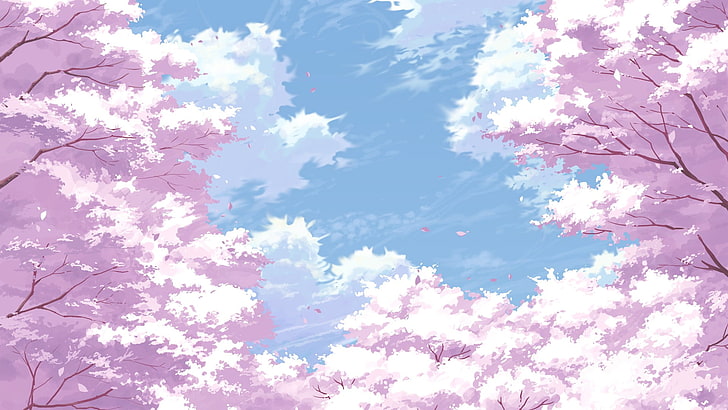 Cherry Blossom Tree Anime, day, cloud  sky, sky, tree Free HD Wallpaper