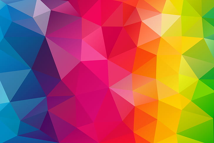 Colorful Fractals, triangle shape, bright, vibrant color, neon colored Free HD Wallpaper