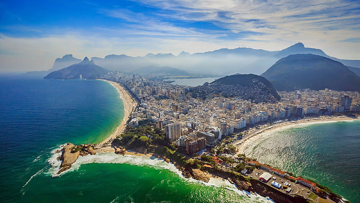 Copacabana Beach Rio De Janeiro Brazil, mobiles, rio, cityscape, building Free HD Wallpaper