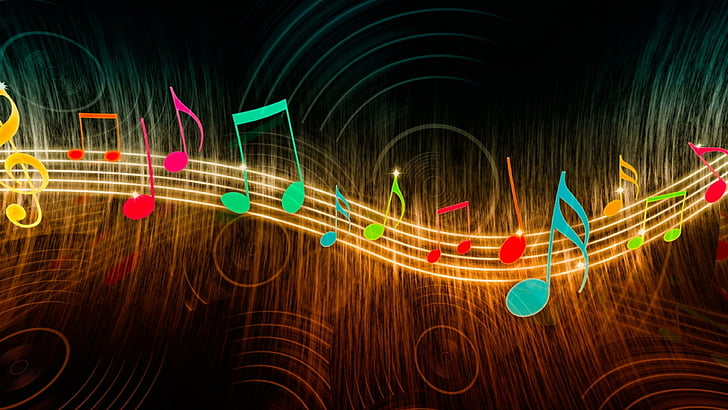 Creative Music Notes, special effects, graphics, music, darkness Free HD Wallpaper