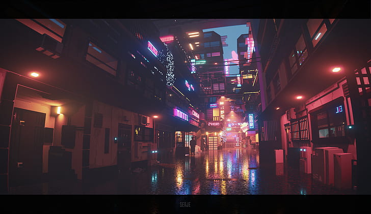 Cyberpunk Ring, neon lights, sergey munin, Sergey Munin, city lights Free HD Wallpaper