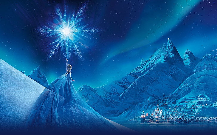 Elsa Disney Frozen Fever, blue, mountain range, frozen movie, adventure Free HD Wallpaper